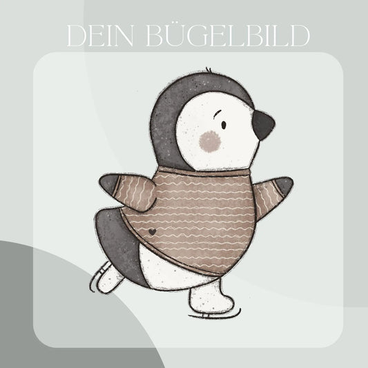 Pinguin Schlittschuhe rot-  Bügel-Bild Bügelbild Eigenproduktion