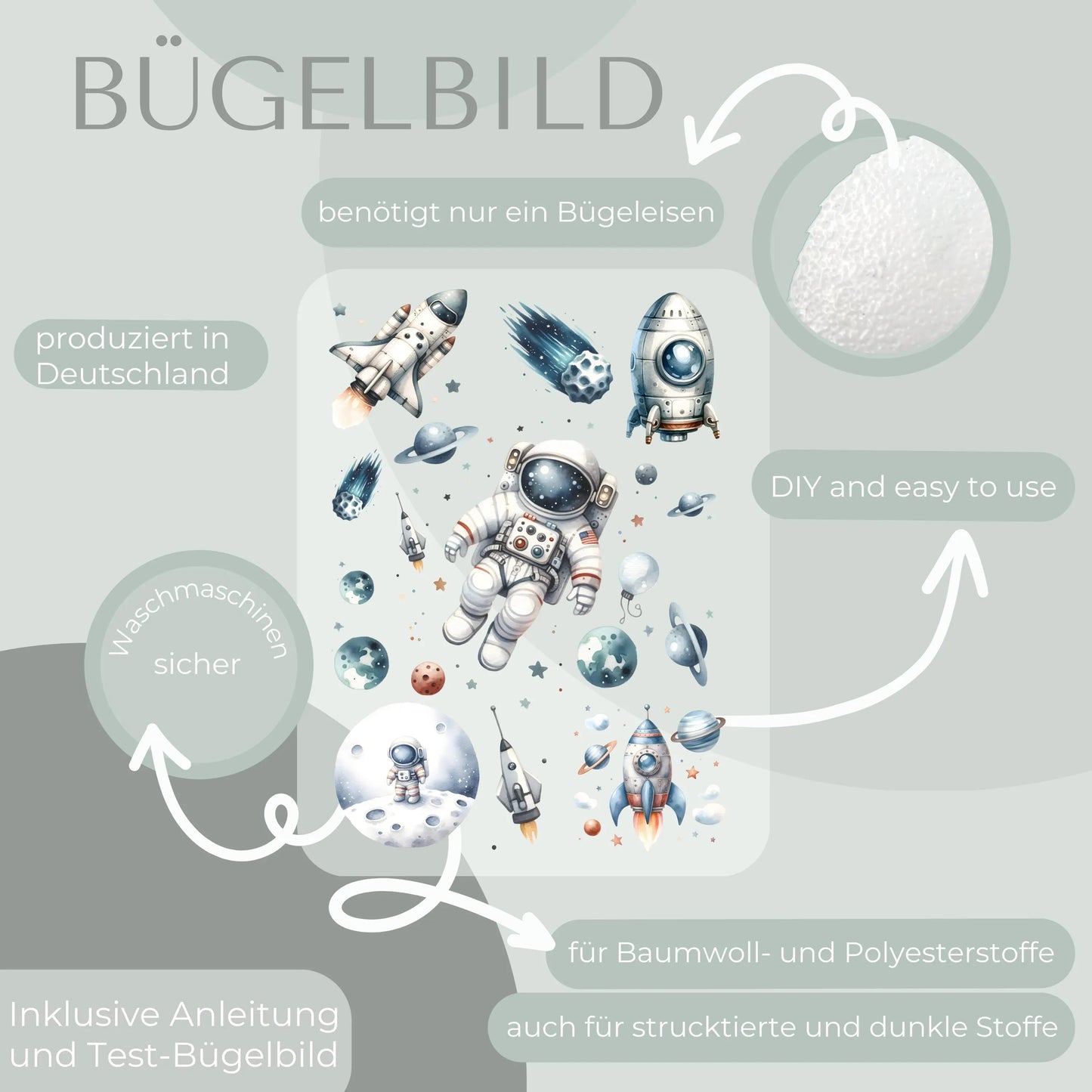 Weltraum Astronaut Bügelbild Eigenproduktion DIN A4