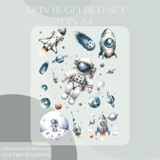 Weltraum Astronaut Bügelbild Eigenproduktion DIN A4