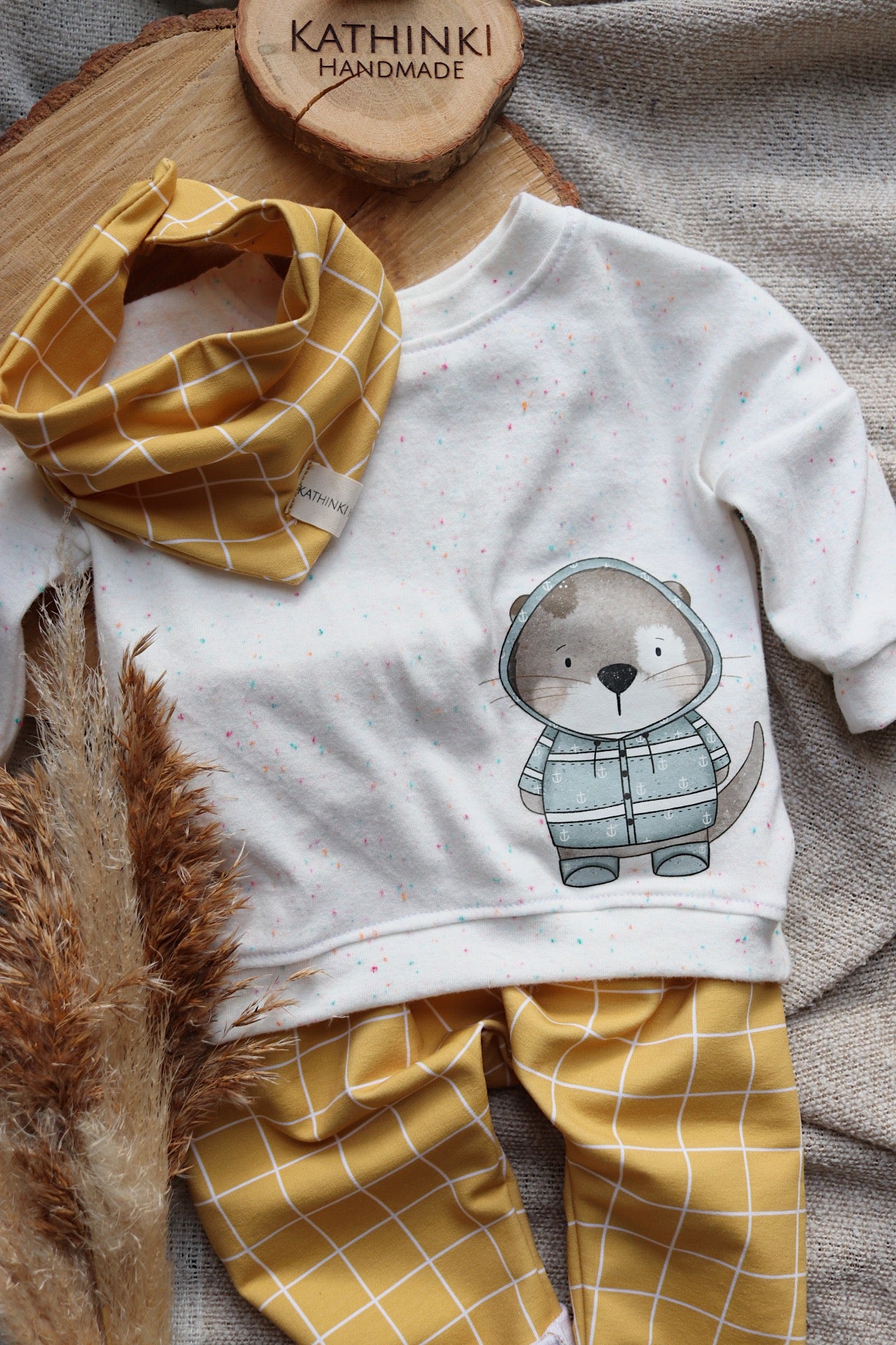 Otter mit Regenjacke Blau - Maxi Bügel-Bild Bügelbild Eigenproduktion