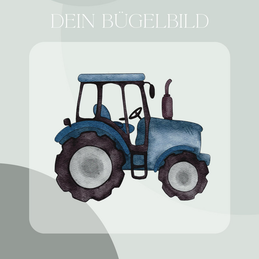 Traktor blau - Bügel-Bild Bügelbild Eigenproduktion