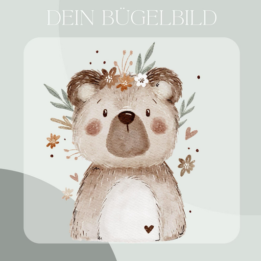 Bär mit Blumen Bügel-Bild Bügelbild Eigenproduktion