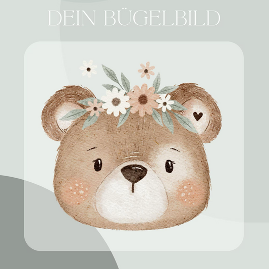 Bär beige Bügel-Bild Bügelbild Eigenproduktion