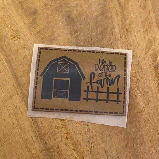 life is better at the Farm Bügel Label Bügellabel Eigenproduktion