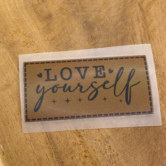 Love yourself Bügel Label Bügellabel Eigenproduktion