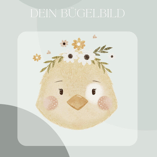 florales Küken, Bügelbild 