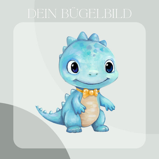 Dino blau, Bügelbild