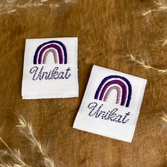 Unikat Lila Web Label gewebt Eigenproduktion