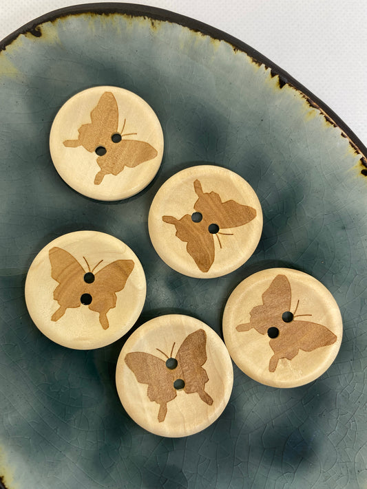 Eigenproduktion Holzknopf Schmetterling 30mm - Ameloua