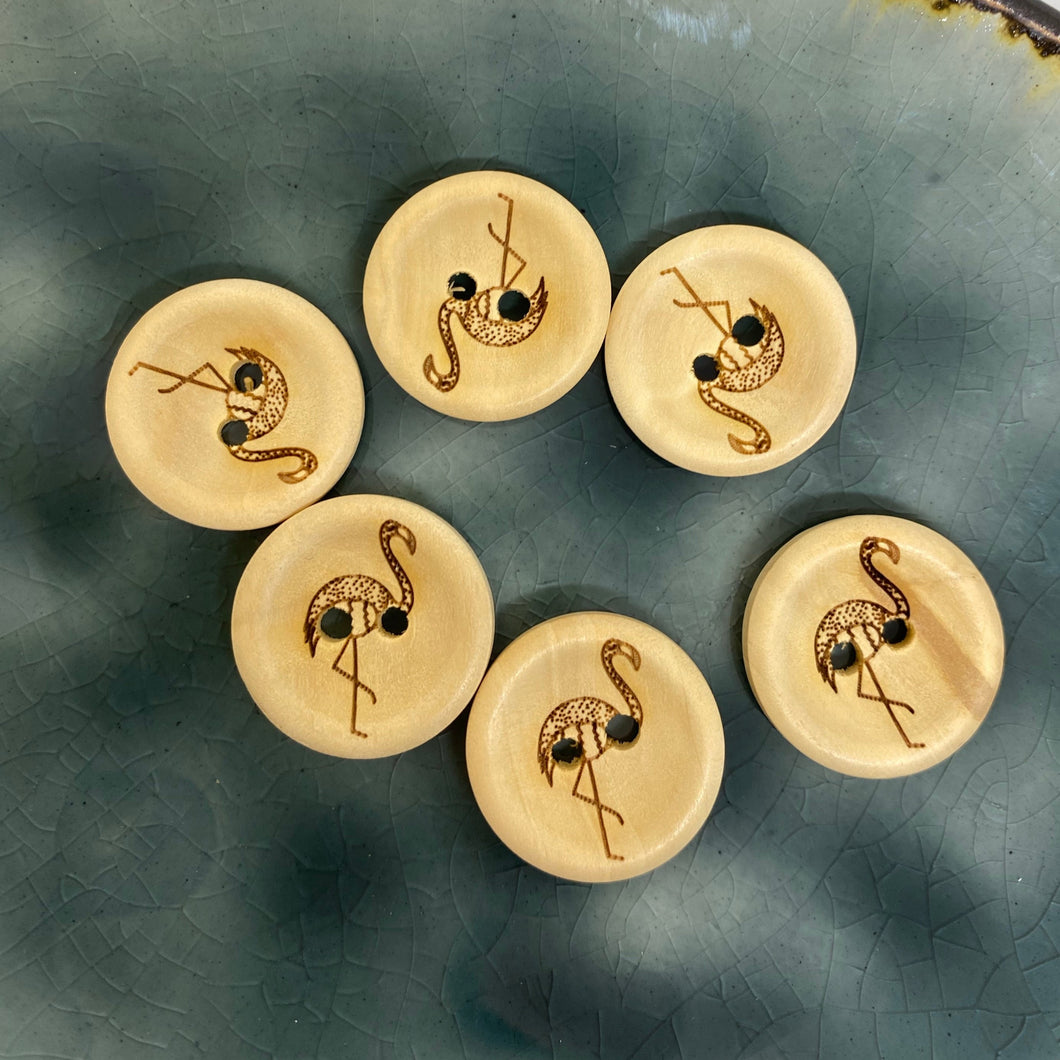 Eigenproduktion Holzknopf Flamingo  20mm