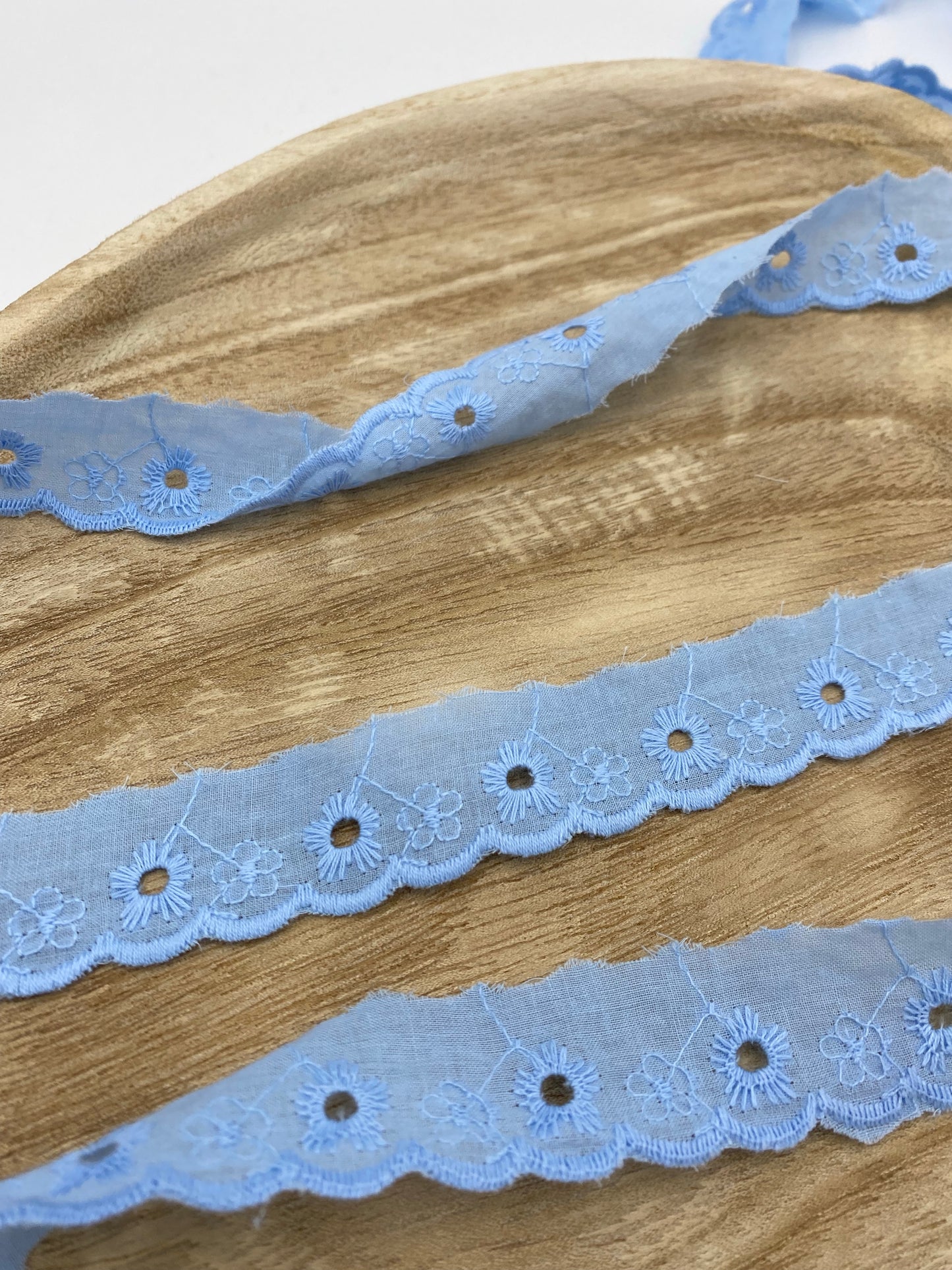 Wäsche Spitze Blumen 25mm hellblau